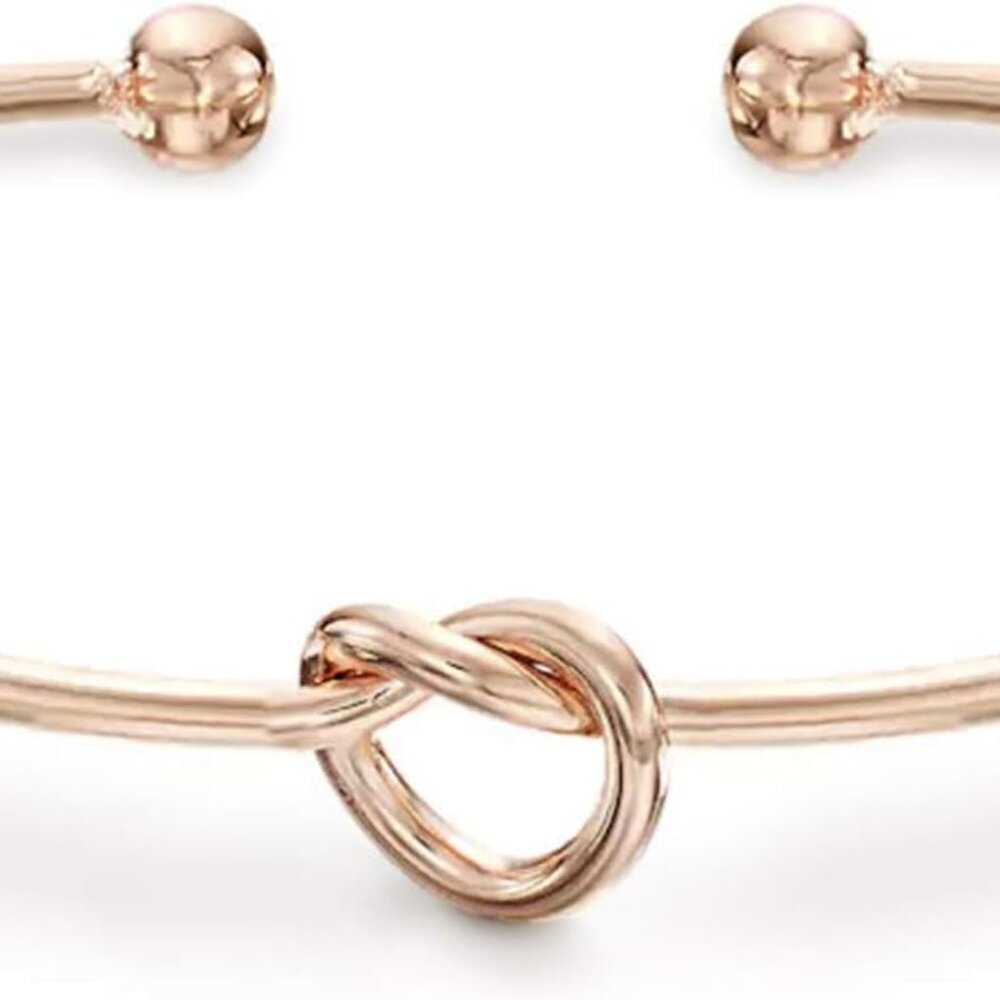 14K Gold Plated Forever Love Knot Infinity Bangle Bracelets for Women | Adjustab